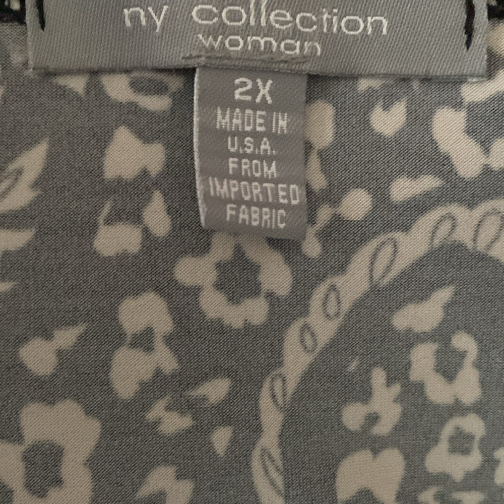 NY Collection Women’s Paisley Black And White Sleeveless Maxi Dress Plus Size 2X - Picture 5 of 7